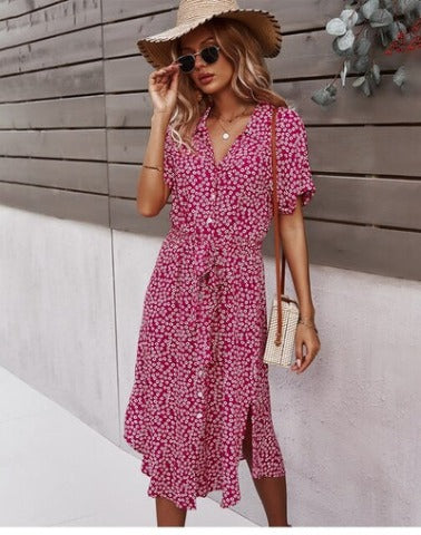 Larina - elegant summer midi dress with floral print