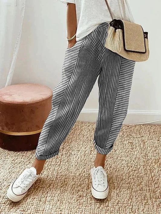 Else™ - Striped cotton trousers