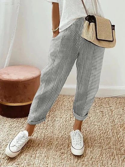 Else™ - Striped cotton trousers