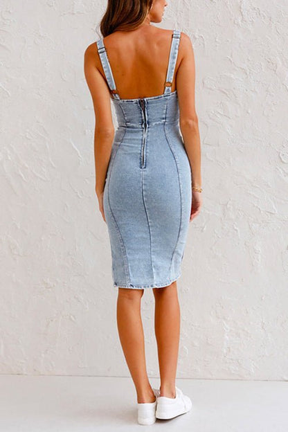 Zoë - Denim dress with adjustable straps