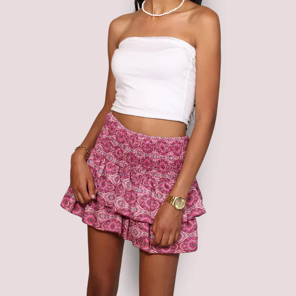 Mini Skirt With Floral Print Ladies